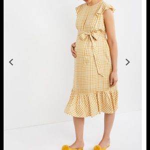 Gingham Flutter Sleeve Maternity Dress